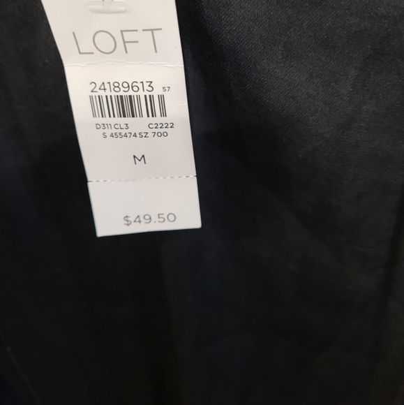 NWT Loft BLACK flowy V neck Top with tassel ties womens SZ Med. - Picture 4 of 10